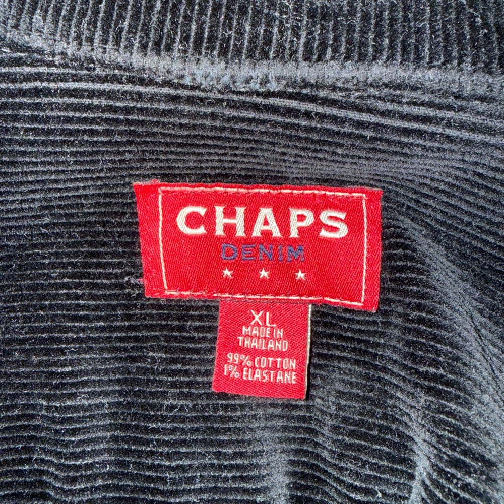 Chaps Denim Corduroy Jacket XL Black Button Front Casual - Picture 9 of 10